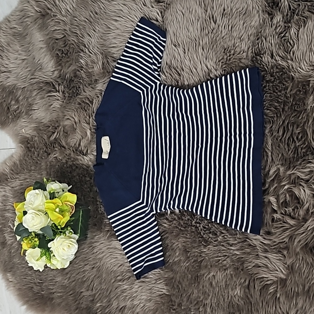 Navy Blue White Stripe Top